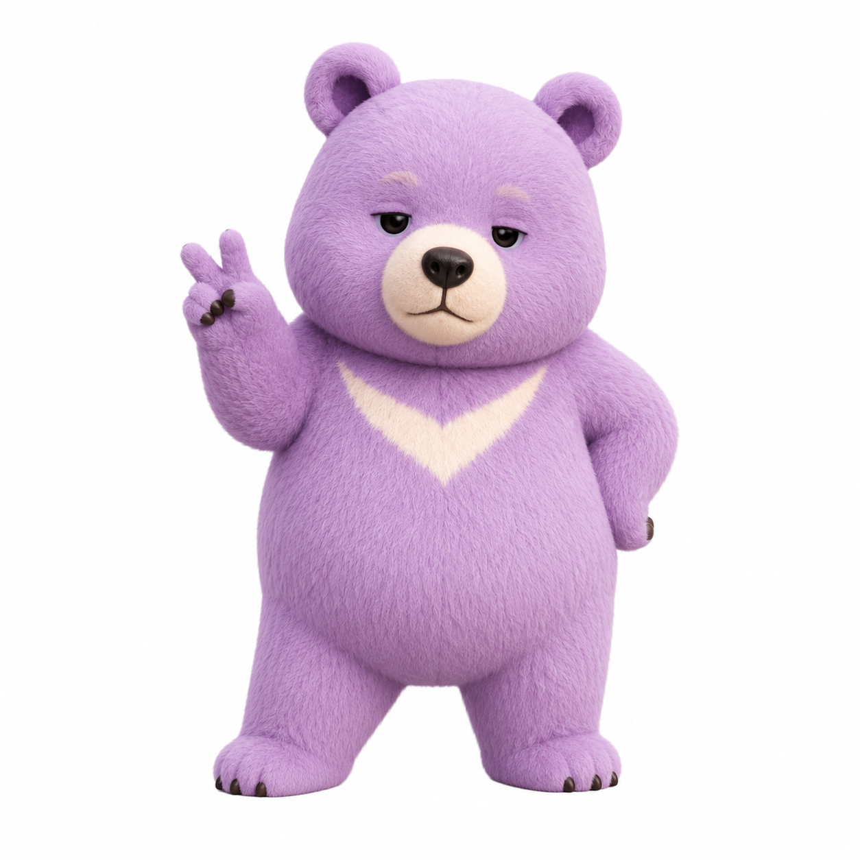 보라색 곰 캐릭터 곰이왔곰